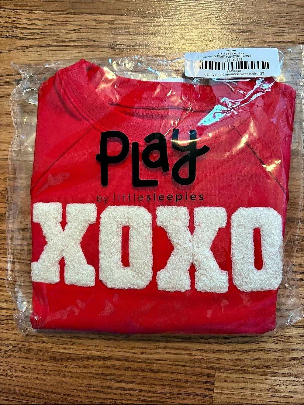 Little Sleepies Play Candy Red Crewneck Sweatshirt - XOXO Sweatshirt Red & White